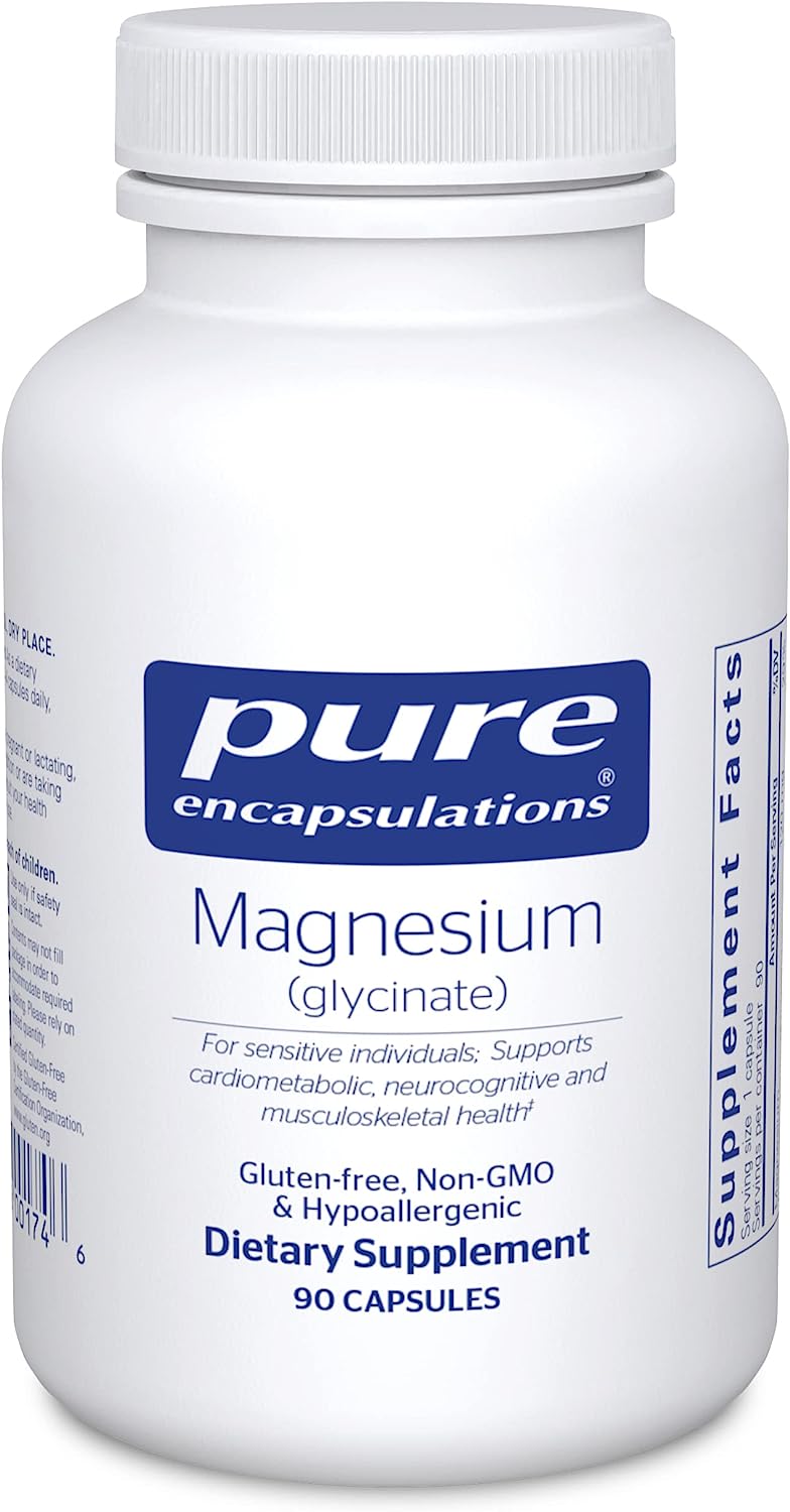 Pure Encapsulations Magnesium (Glycinate) - Supplement to Support Stress Relief, Sleep, Heart Health, Nerves, Muscles, and Metabolism* - with Magnesium Glycinate - 180 Capsules